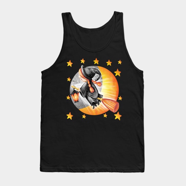 Witch Among the Stars: Halloween Broomstick Flight Tank Top by PrezencikABC